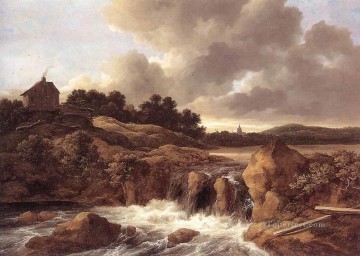  Isaakszoon Lienzo - Paisaje con cascada Jacob Isaakszoon van Ruisdael río